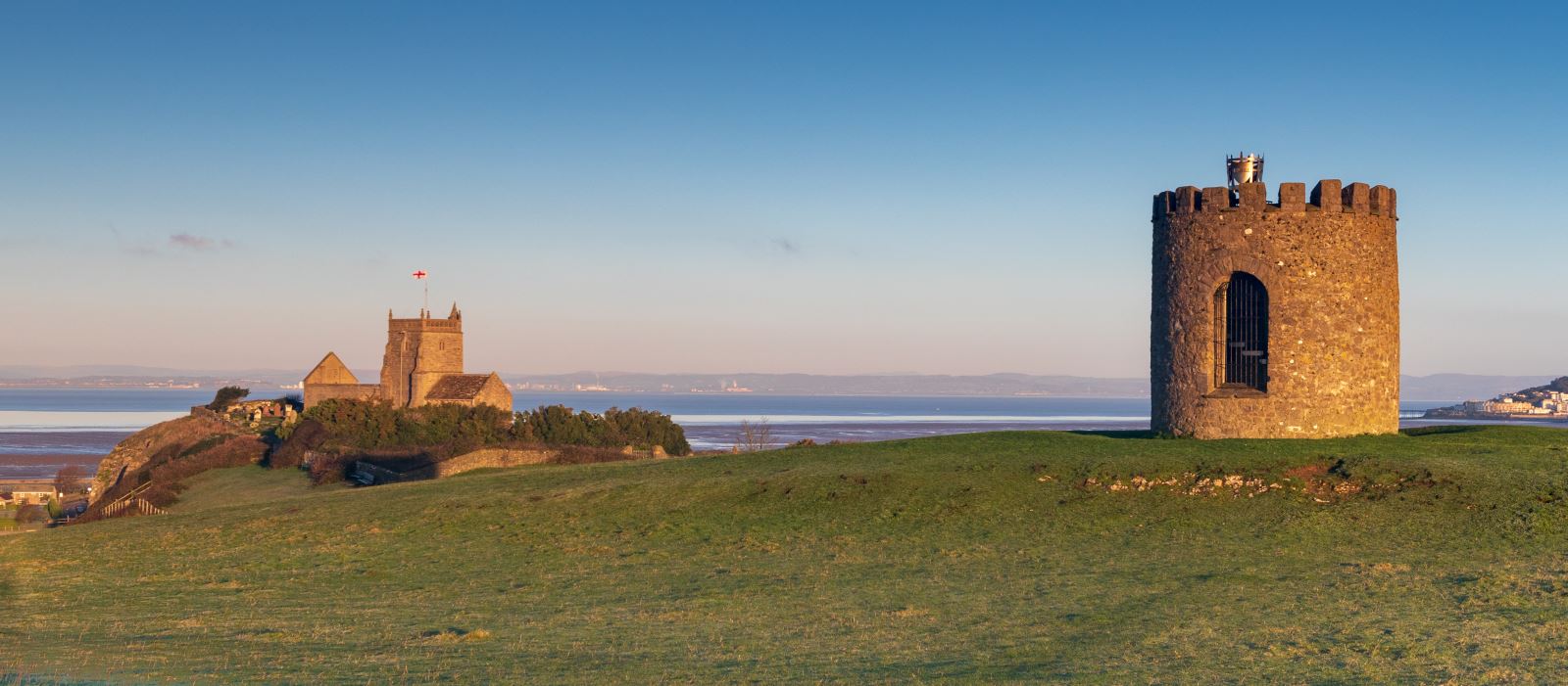 View showing the Uphill Beacon and also Uphill church